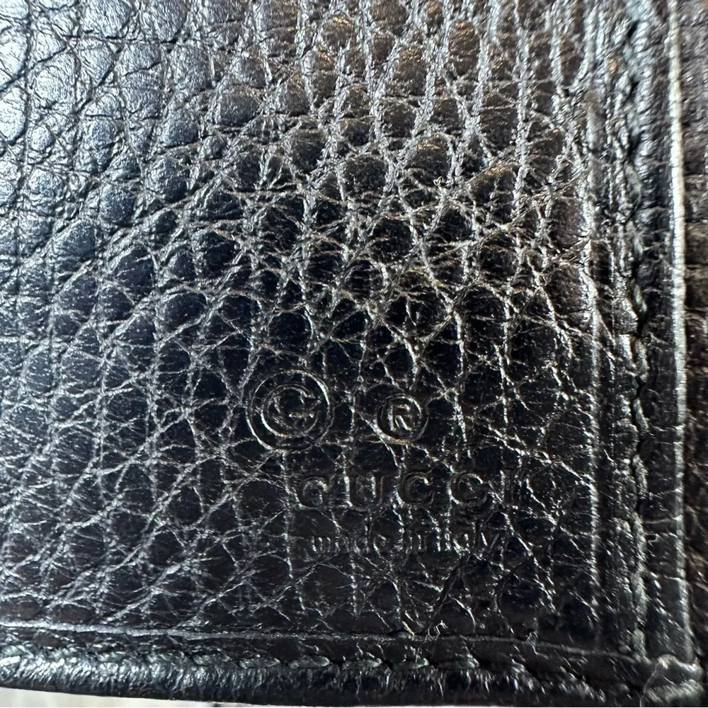 Gucci Vintage Continental Black Leather Wallet with Pebbled Texture - Picture 12 of 14